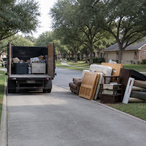 Junk removal crew loading items