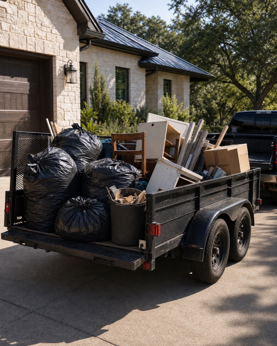 Junk removal loading scene without branding